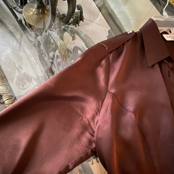 Laundry by Shelli Segal Chocolate Brown Silk Blouse Sz Sm/Med - Picture 12 of 13